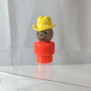Vintage Fisher Price Little People Orange Boy Cowboy Yellow Hat